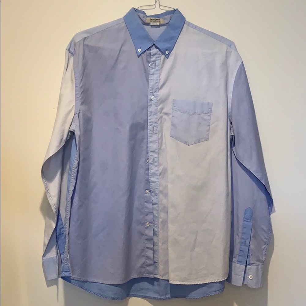 Blue Patchwork Acne Men's Shirt SZ 50/L